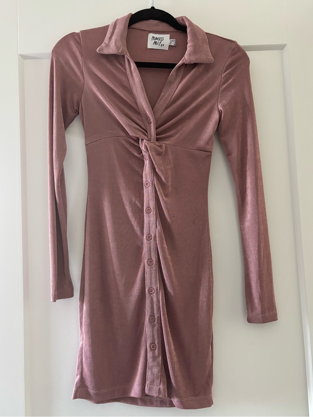 Princess Polly Mauve Long Sleeve Button-Front Dress